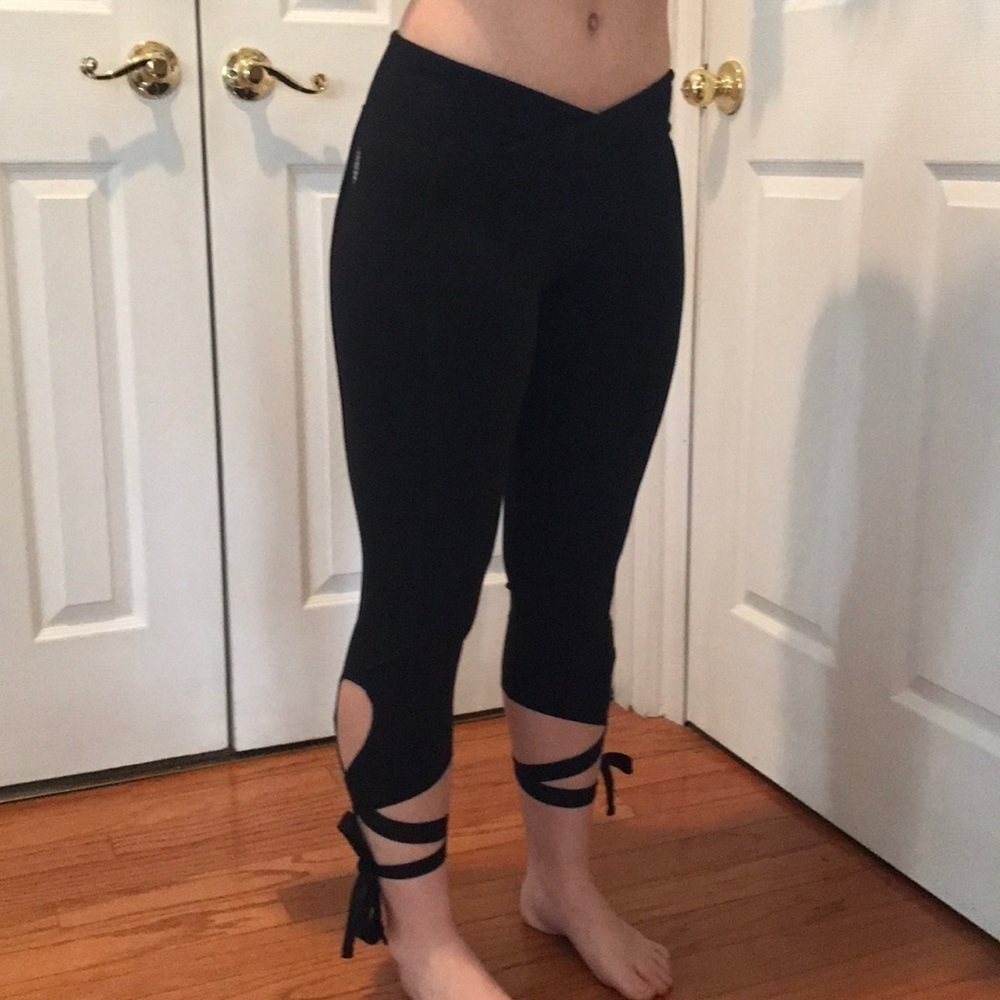 Free People movement black tie bottom yoga tights